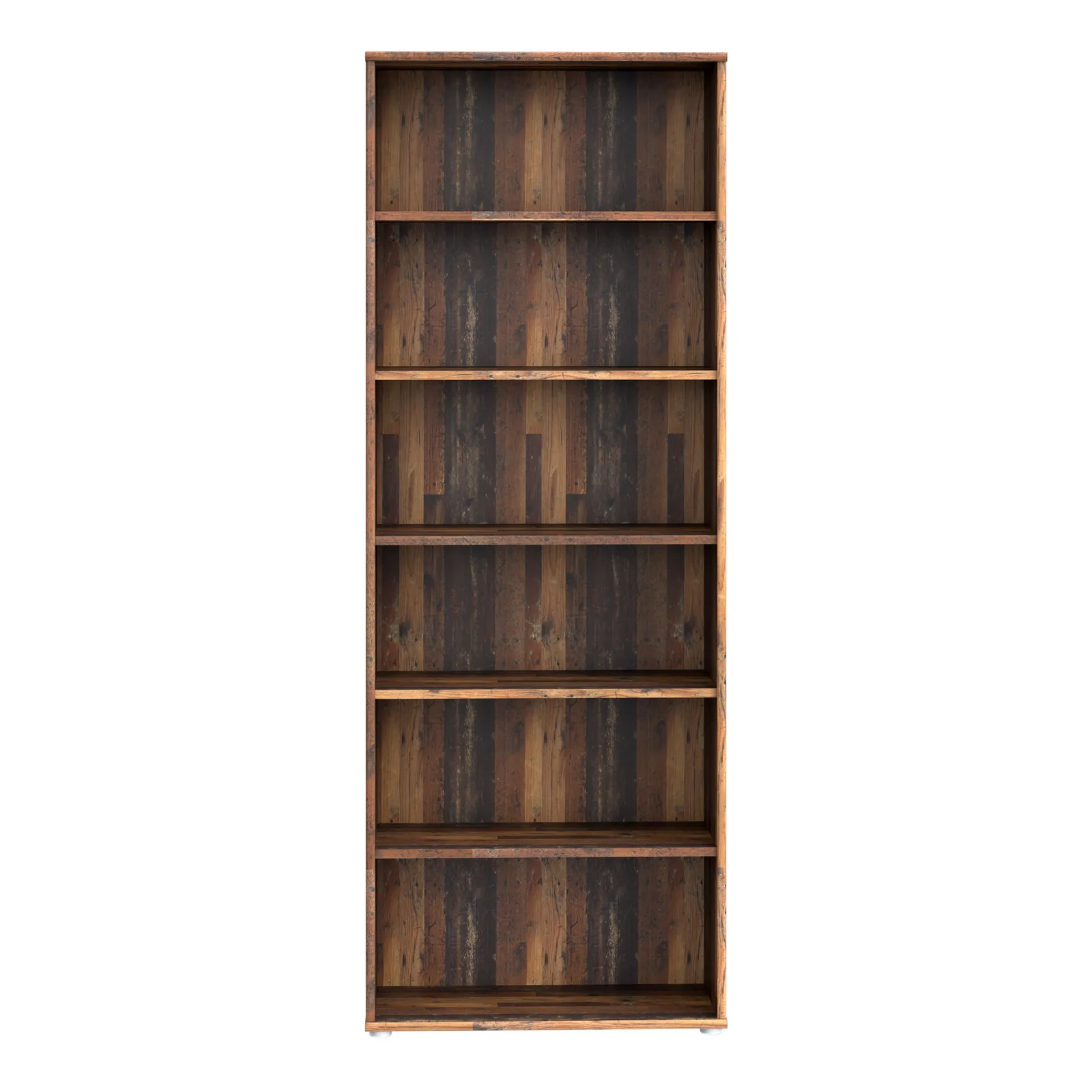 Furniture To Go Essential Wide 5 Shelf Bookcase in Vintage Oak in Dark Brown 2