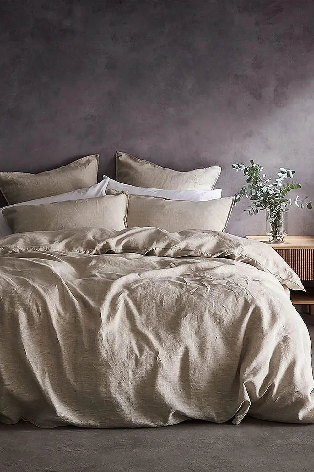 Lazy Linen 'Pure Washed Linen' Duvet Cover in Beige