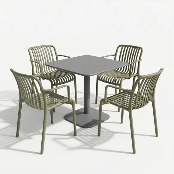 Modura Albin Square Table with 4 Alma Armchairs 2