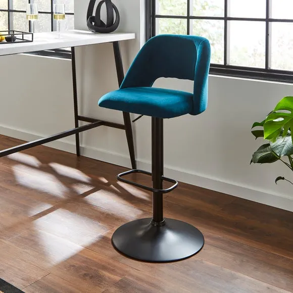 Jonas Adjustable Height Bar Stool, Velvet 1