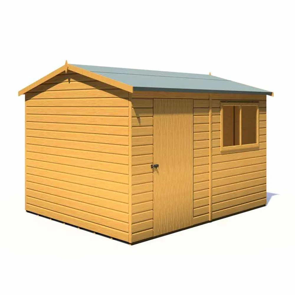 Shires Lewis 10 x 8 Feet Single Door Reverse Apex Style D Shed in Light Brown 4