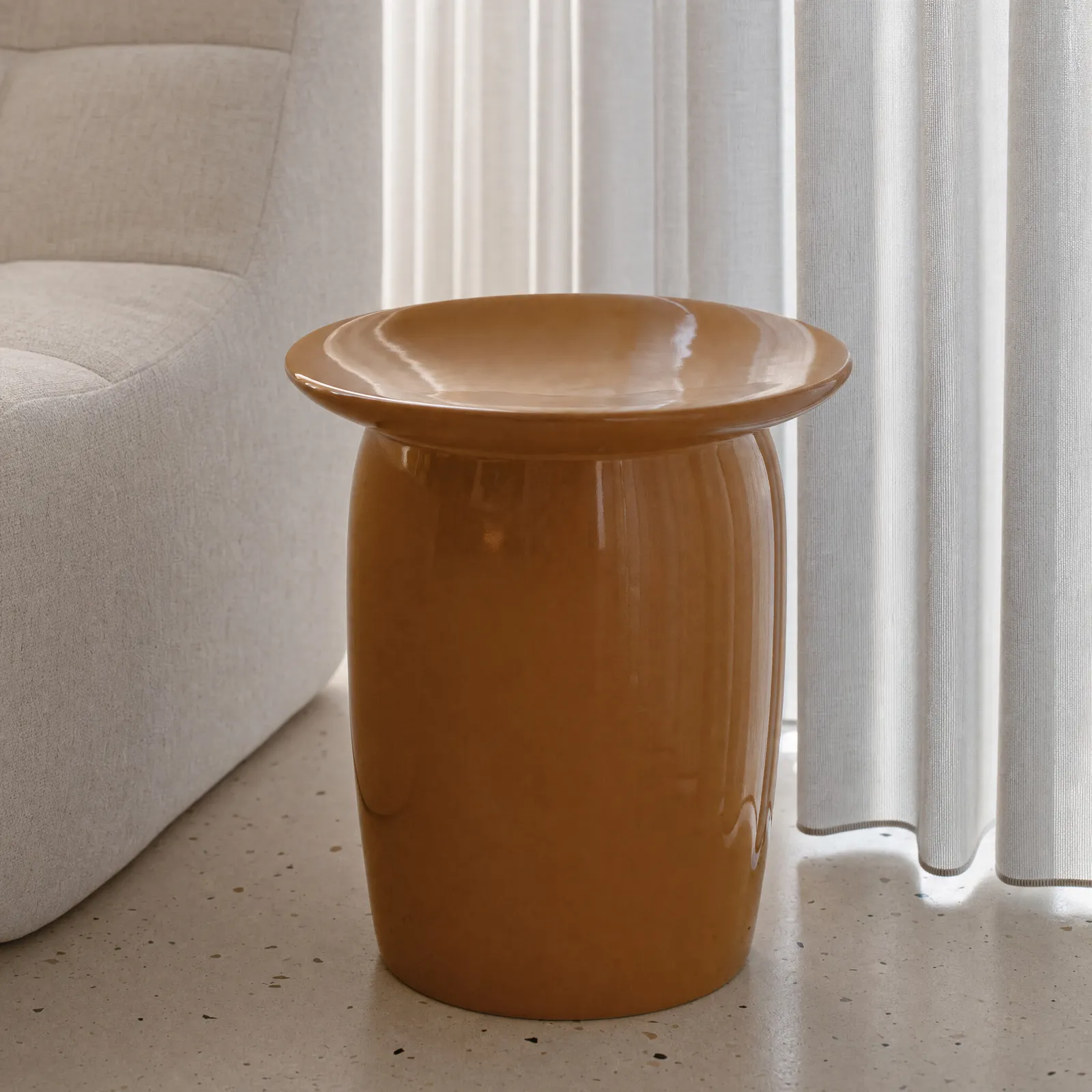Zuma Lamp Table, Round, Yellow Ceramic | Barker & Stonehouse 2