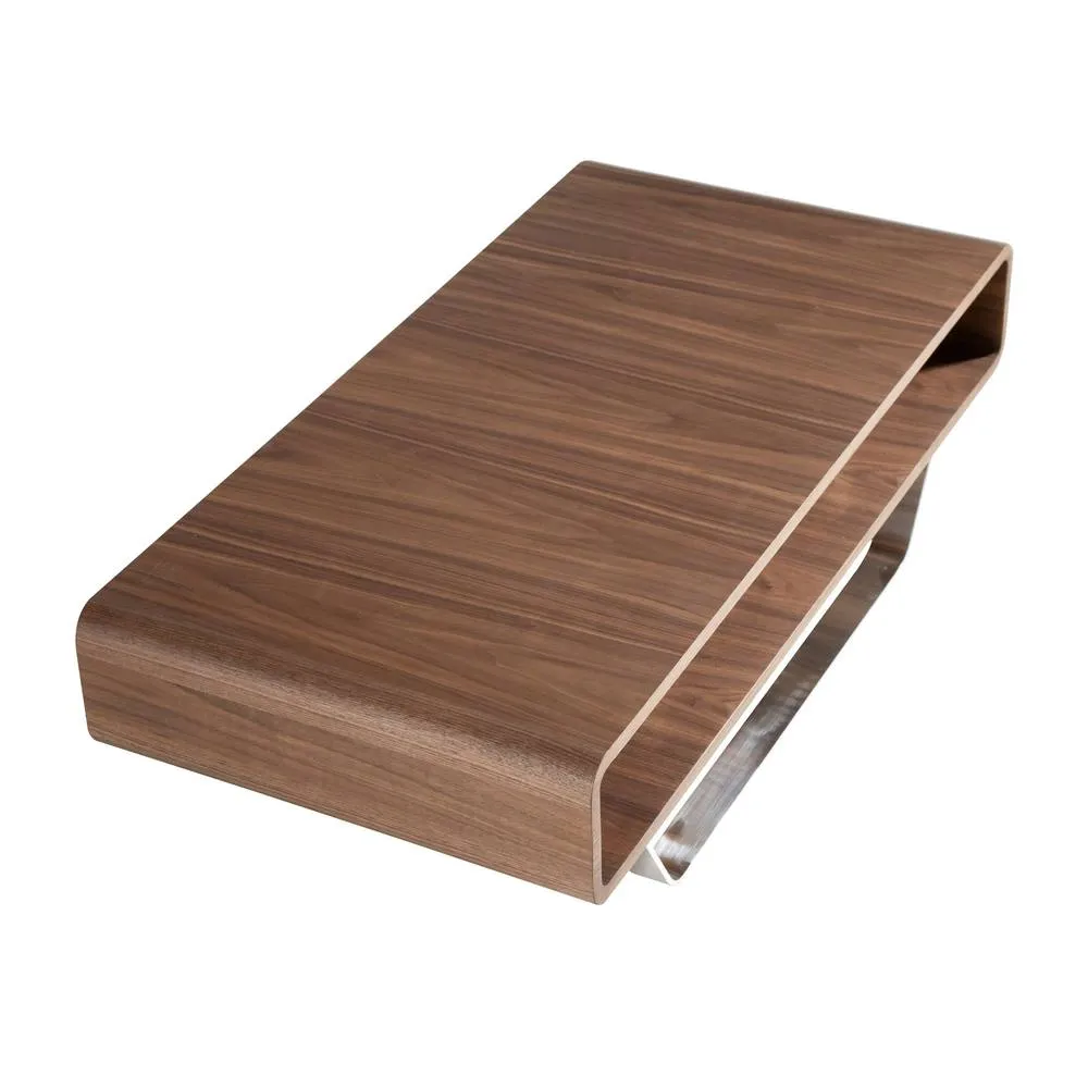Angel Cerda Rectangular Walnut Veneer Coffee Table in Brown 6