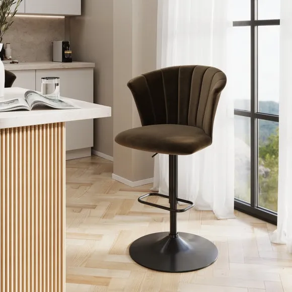 Kendall Bar Stool with Black Legs, Velvet 1