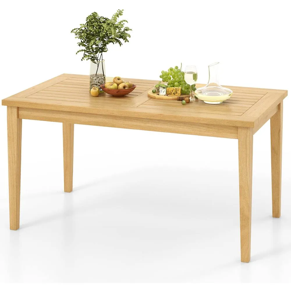 Costway Outdoor Teak Wood Coffee Table Solid Wood Patio Side Table-Natural in Natural