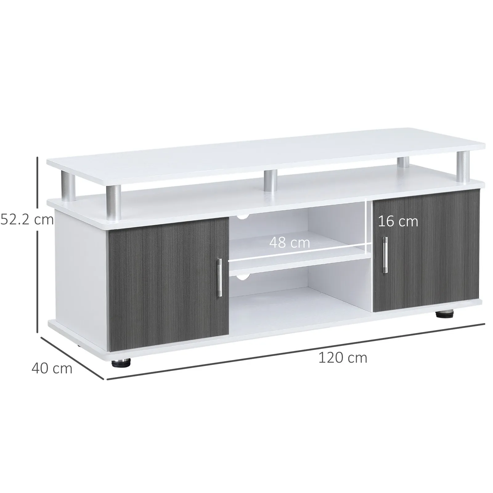 HOMCOM TV Cabinet Stand Entertainment Center Media Console Storage in White 3