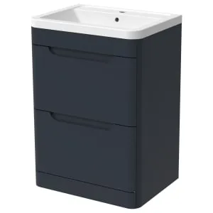 Wickes Malmo Indigo Blue Freestanding J Pull Vanity Unit & Basin - 967 x 600mm