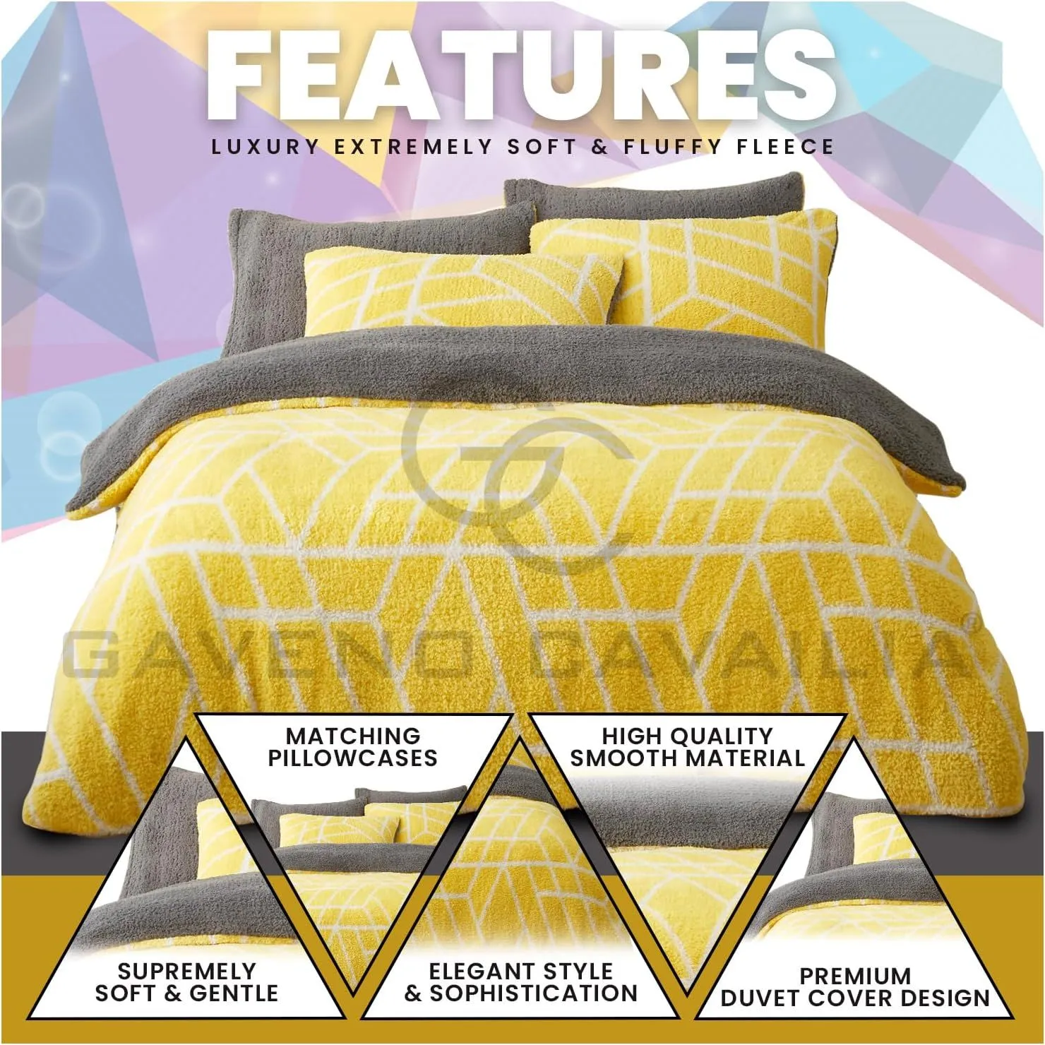 GAVENO CAVAILIA Ely Geo Printed Duvet Cover in Yellow 2