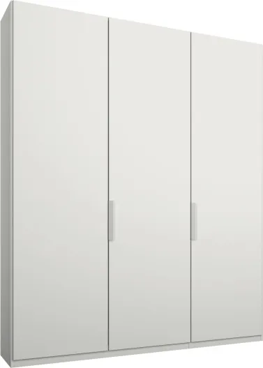 Caren 3 door 150cm Hinged Wardrobe, White Frame, Matt White Doors, Classic Interior