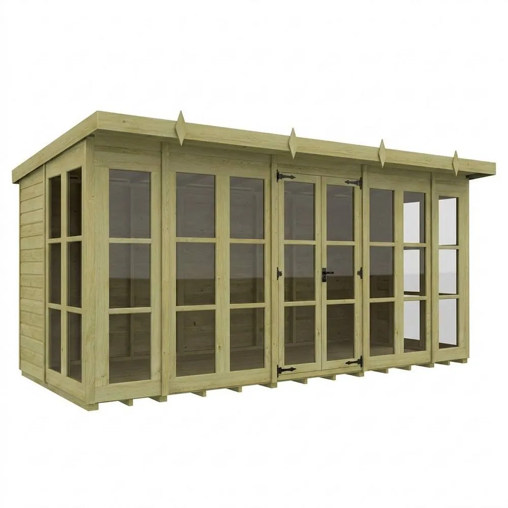 Buttercup Farm 16ft x 7ft Georgian Pent Summer House - Pressure Treated Timber in Brown
