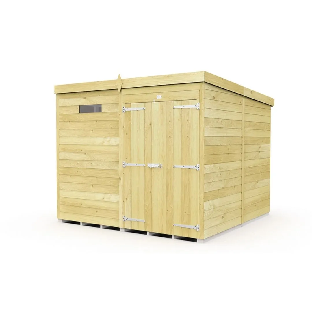 Buttercup Farm 7 x 8 Feet Pent Security Shed - Double Door - L231 x W214 x H201 cm in Brown