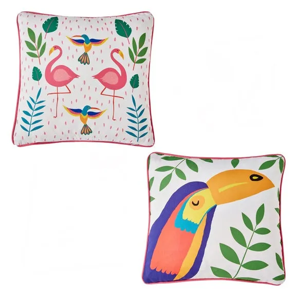 Tropical Flamingo Outdoor Cotton Filled Cushion 4