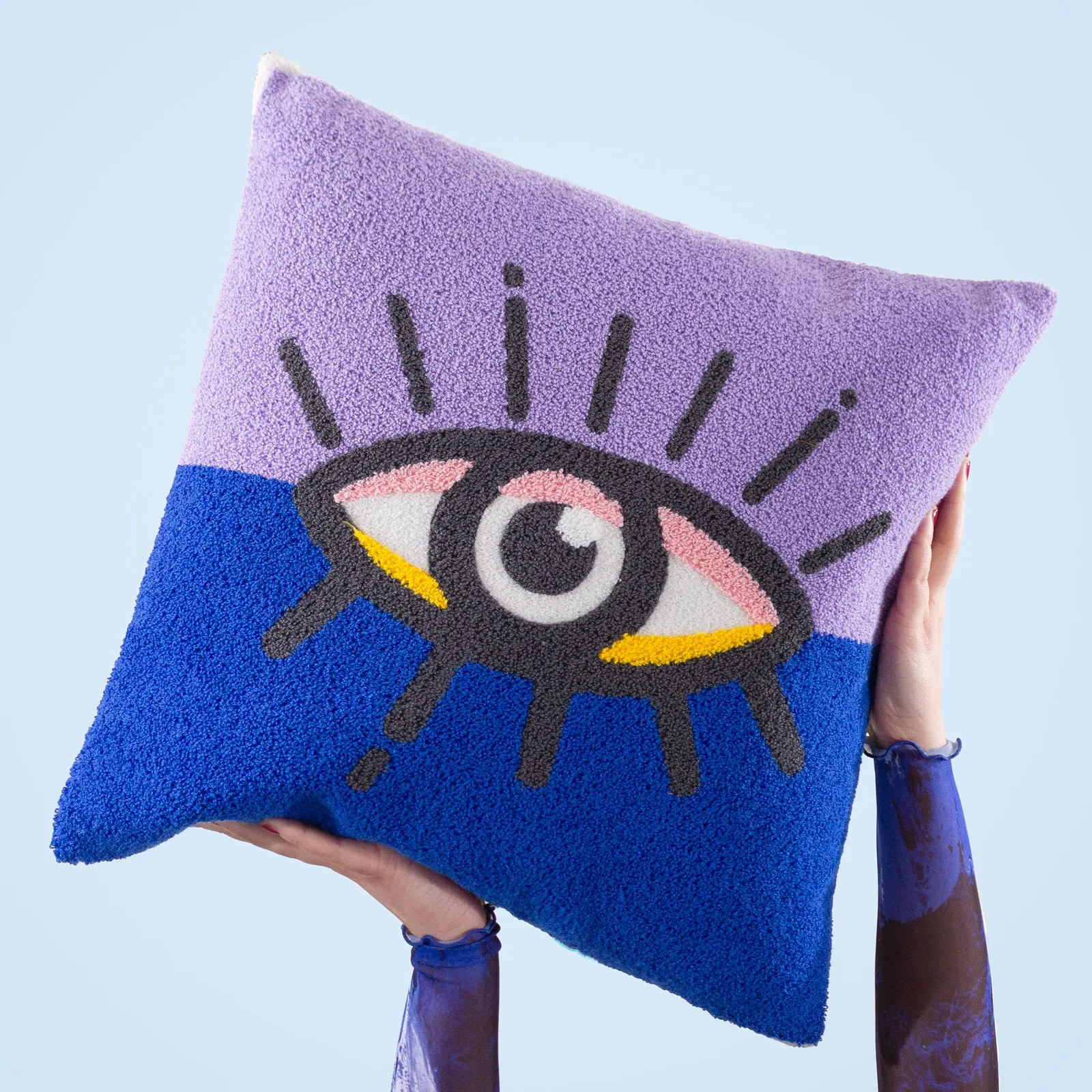 Heya Home All Eyes On You Boucle Cushion in Purple