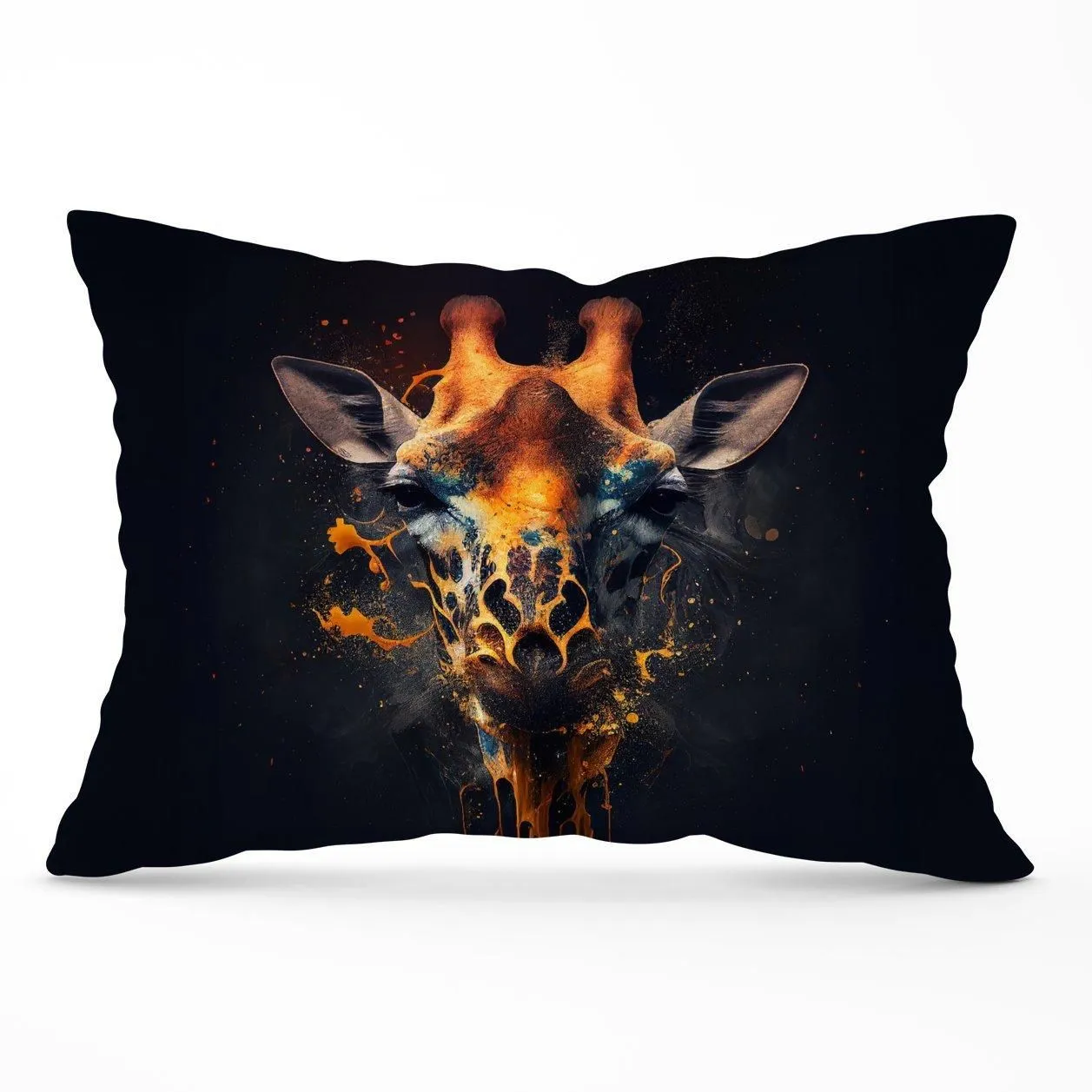 Warren Reed - Designer Golden Giraffe Face Splashart Cushions in Yellow