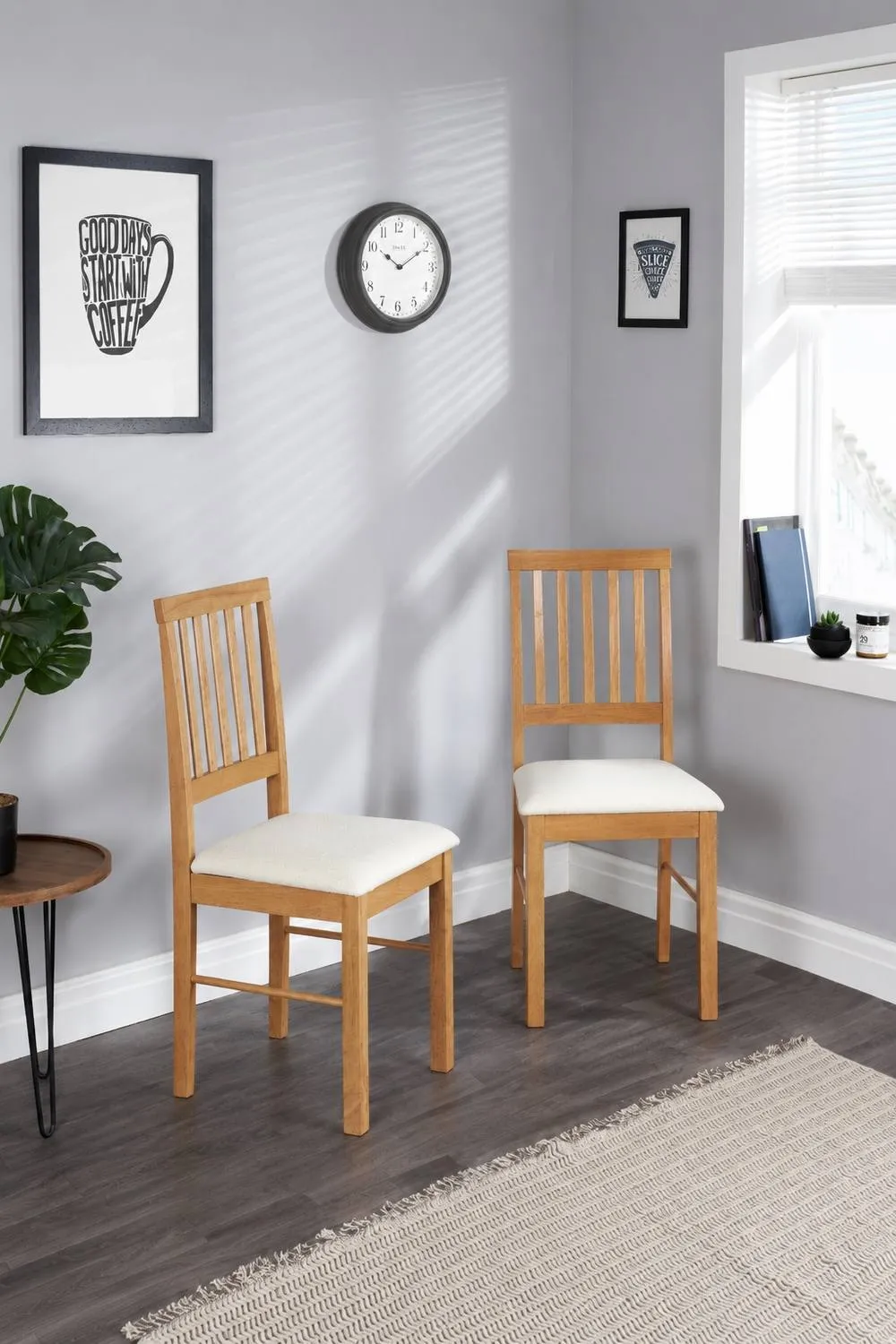 Birlea Pair of Solid Wood chairs in Oak finish in Brown