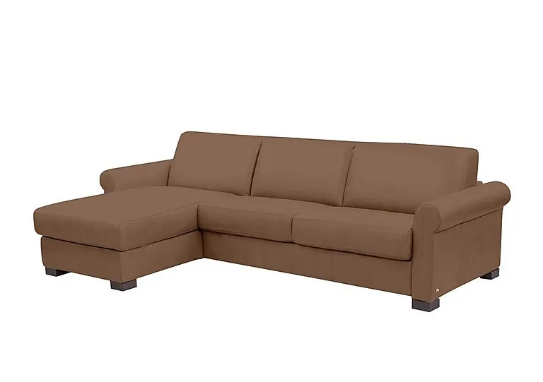 Alcova 3 Seater Leather Sofa Bed and Storage Left Hand Facing Chaise with Scroll Arms - Sofas and Armchairs - In Time for Christmas