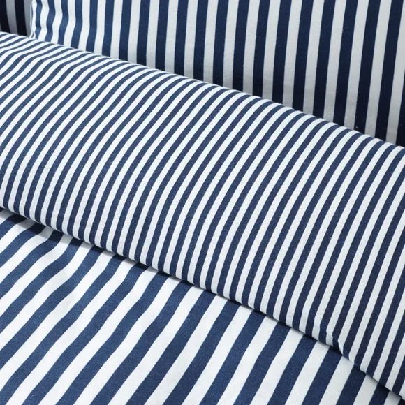 Catherine Lansfield Stripe 100% Brushed Cotton Reversible Duvet Cover & Pillowcase Set 4