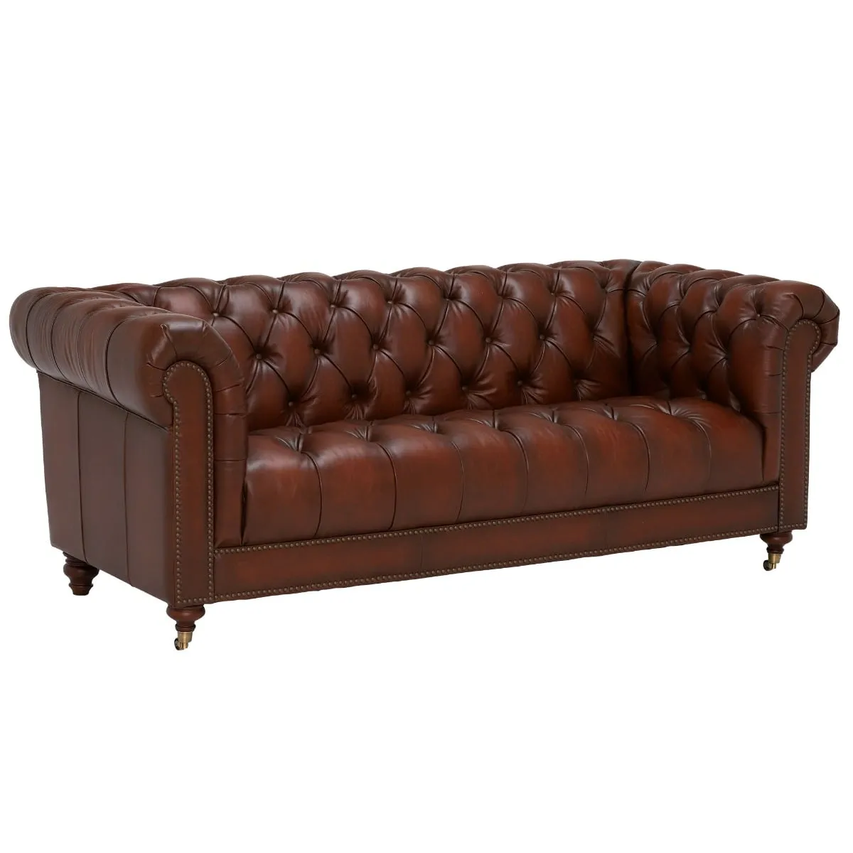 Ullswater 3 Seater Leather Chesterfield Sofa, Brown | Barker & Stonehouse 5