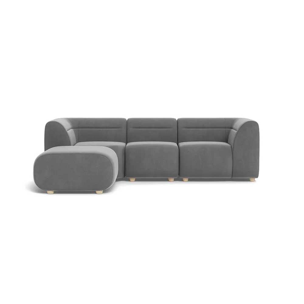 Heal's Lilli Left Hand Facing Corner Sofa Smart Velvet Mercury Natural Beech Feet