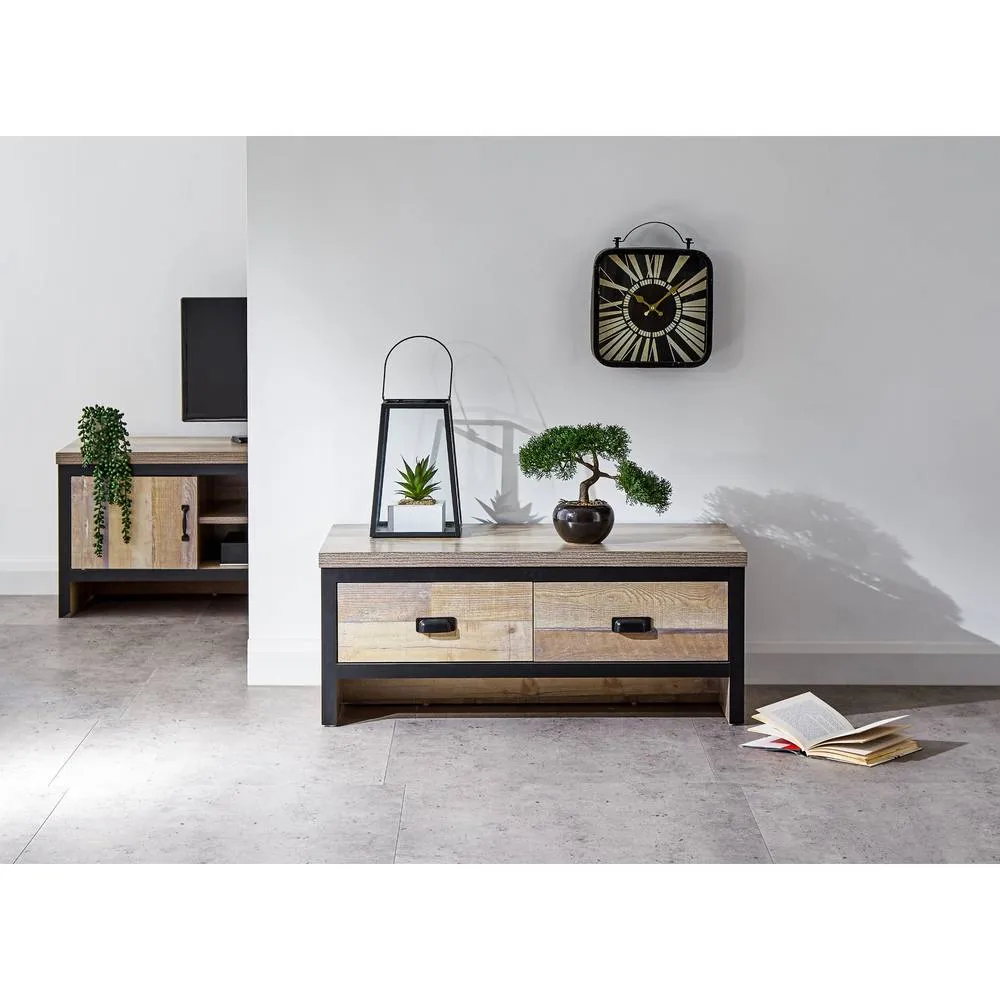 GFW Boston 2 Drawer Coffee Table in Brown 2