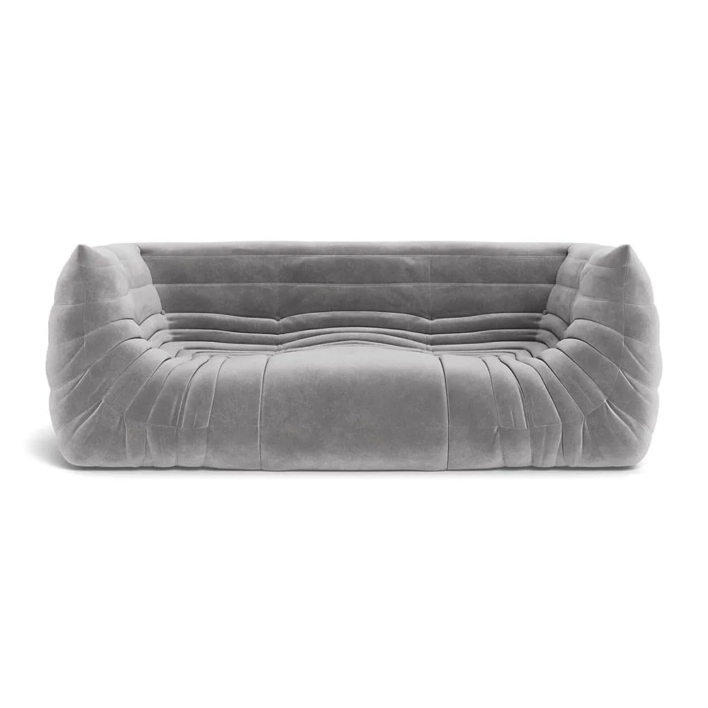 Ligne Roset Togo Medium Settee in Alcantara Pearl Grey