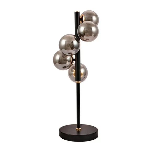Blair Smoke Glass Ball and Black Metal Table Lamp 2