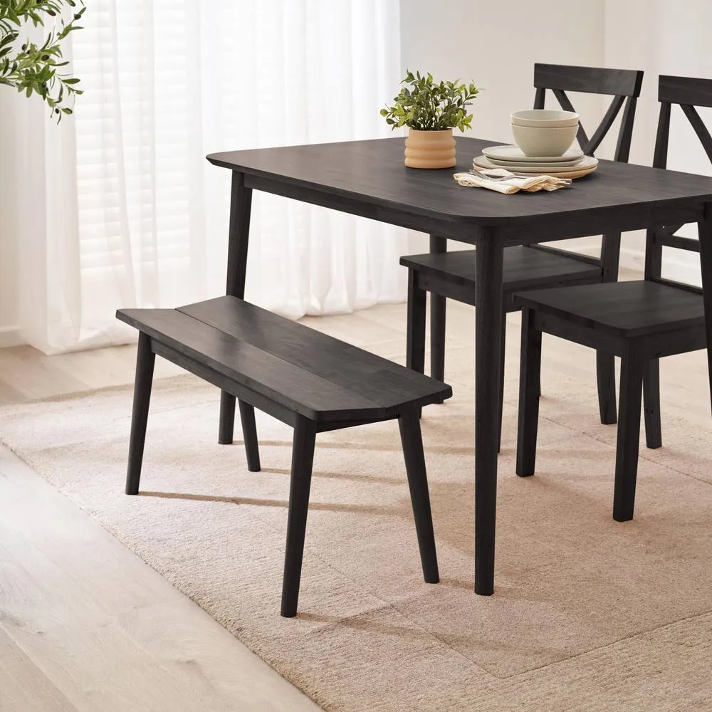 FurnitureboxUK Lynton Small Wooden Dining Table & 2 Benches in Black 6