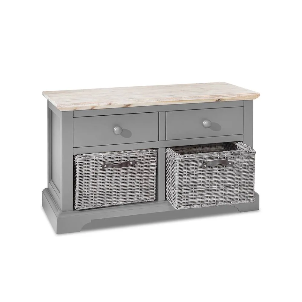 Statement Furniture Florence Storage Bench with 2 Drawers & 2 Baskets in Light Grey 5