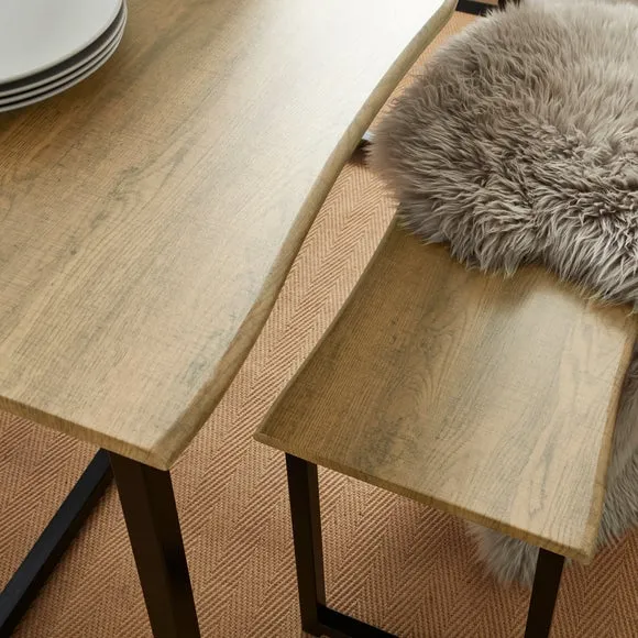 Ronan 4 Seater Wave Edge Dining Table and Bench Set 5
