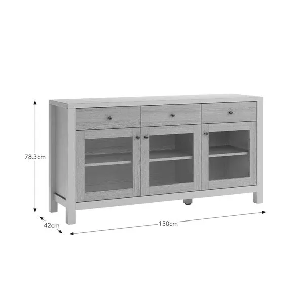 Olney Glazed Extra Wide Sideboard, Stone & Oak Effect 6