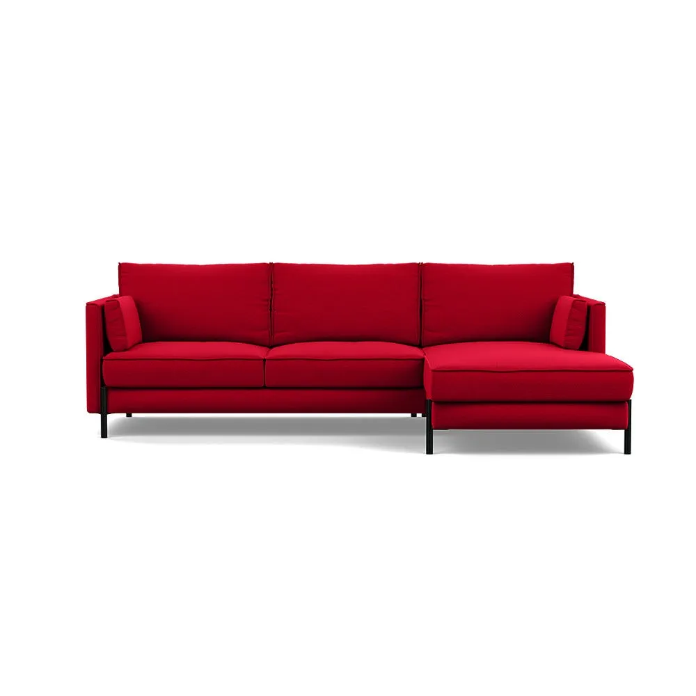 Heal's Tortona Right Hand Facing 4 Seater Corner Chaise Melton Wool Red Oxide Black Feet 1
