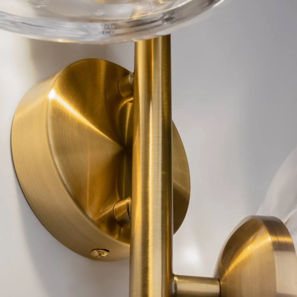 Netlighting Miracle Modern Wall Lamp Brass 2xG9 Glass Shade in Gold 5