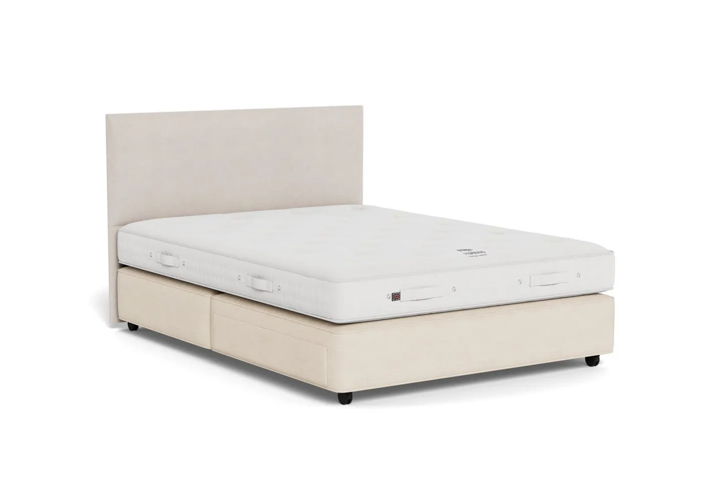 Vispring Elite Firm Tension Divan King Tk590 Chain Weave Fawn 750 Castors 2 Footend Drawers 1