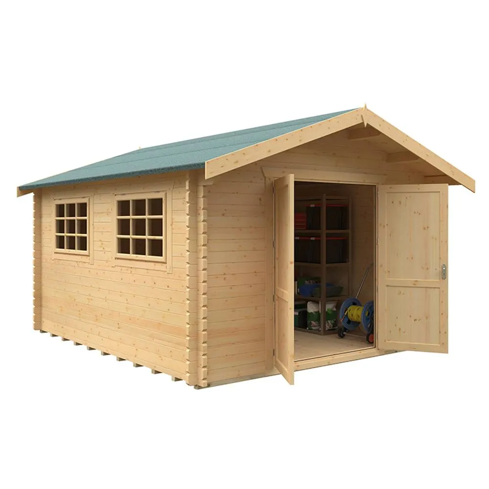 Buttercup Farm 14x12w Marlborough Plus 44mm Cabin - L415 x W355 x H271.9 cm in Natural 2