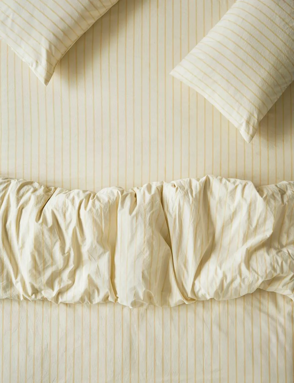 Piglet In Bed Washed Cotton Slumber Stripe Fitted Sheet Yellow Mix