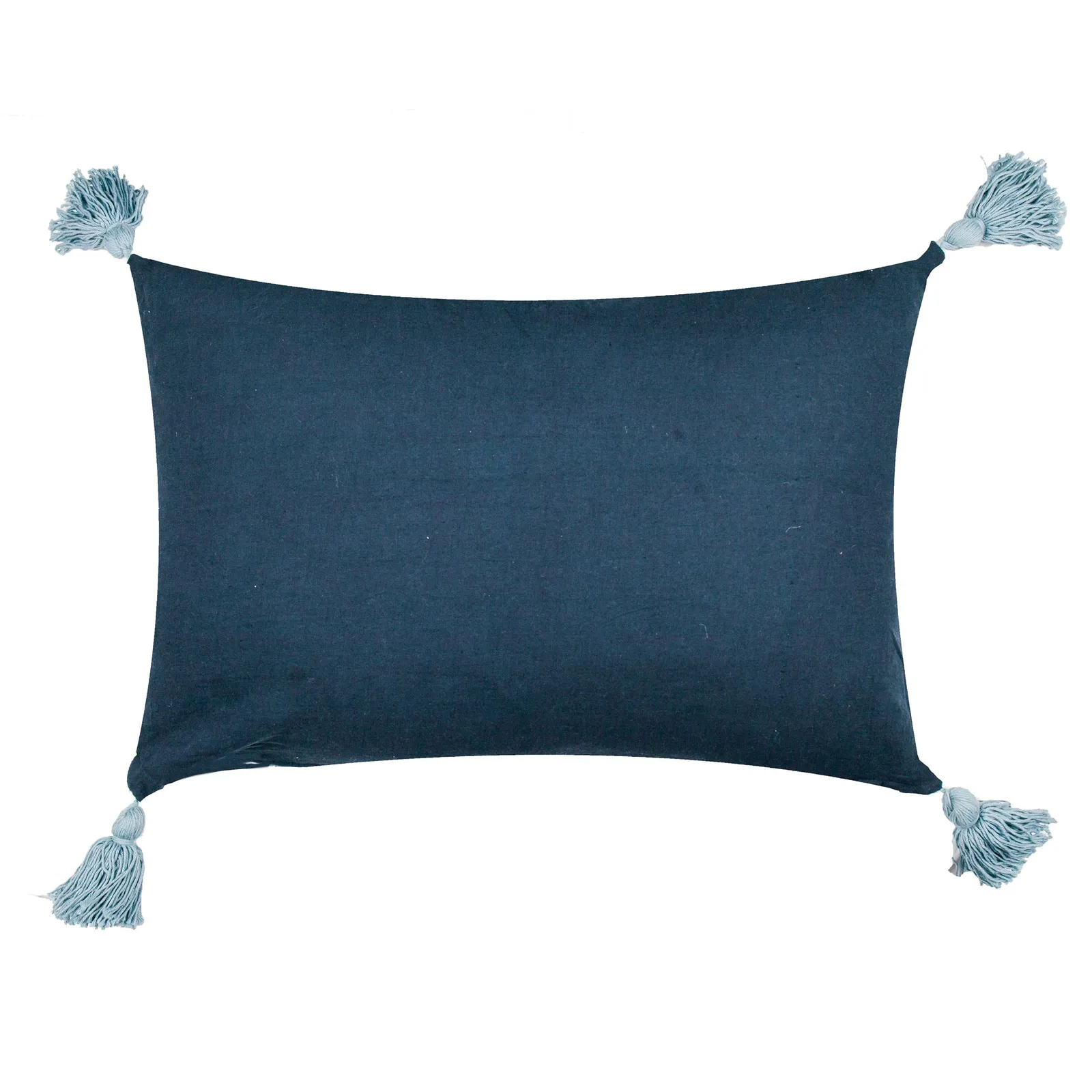 Paoletti Delphine Floral Tasselled 100% Cotton Cushion in Mid Blue 3