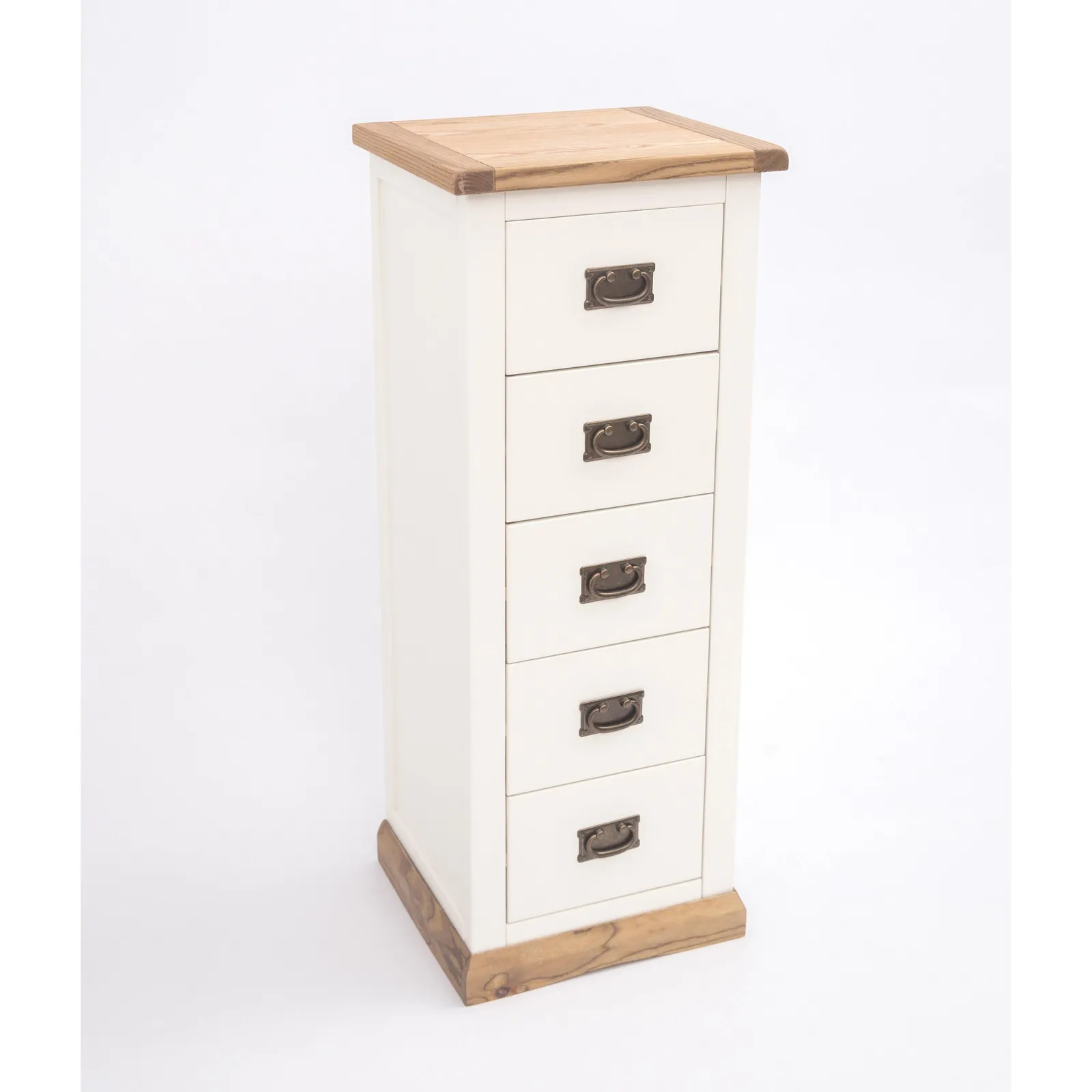 Cabinet Bits Tropea 5 Drawer Narrow Chest of Drawers Bras Drop Handle in Off-White 4