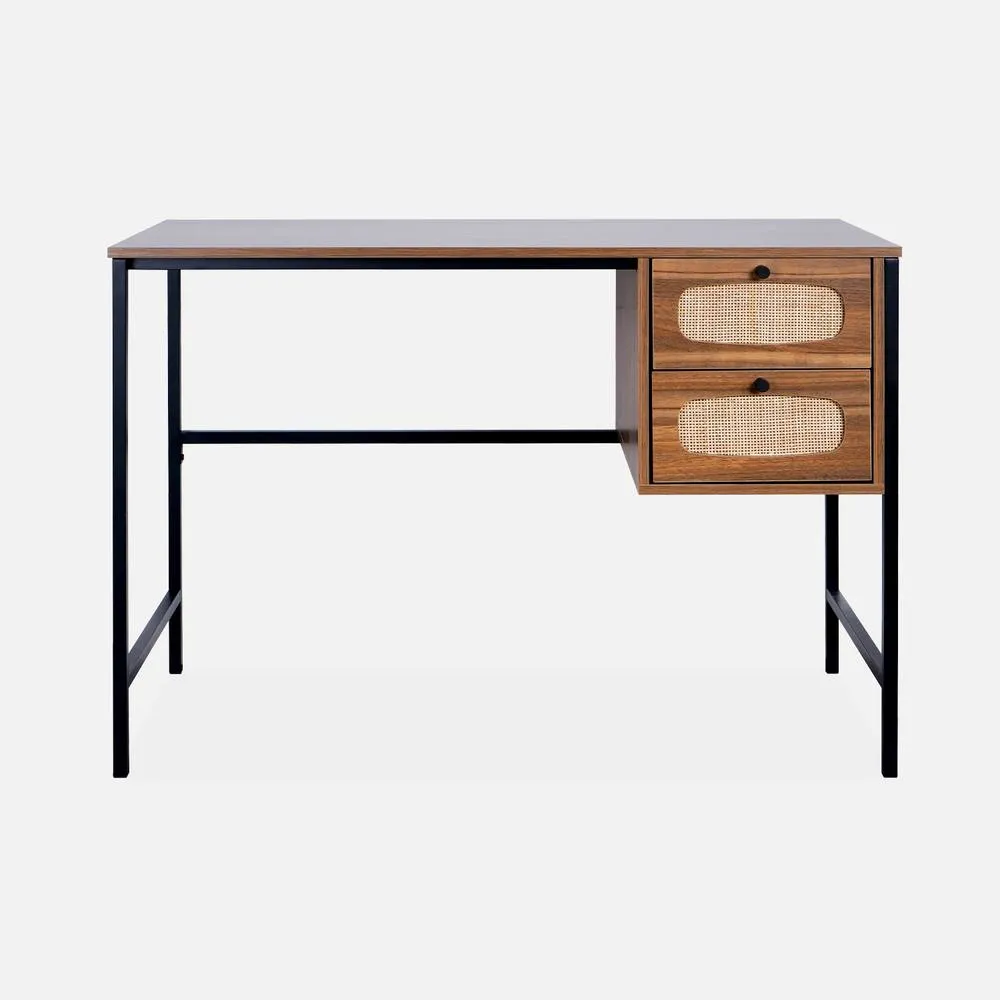 sweeek Wood & Cane Desk in Light Brown 2