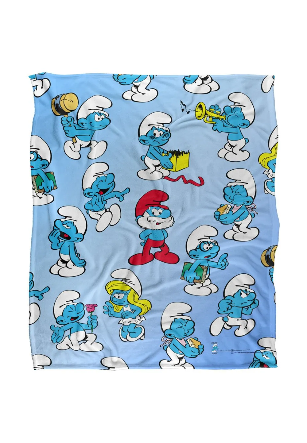 The Smurfs All Over Silky Touch Super Soft Throw Blanket 152 X 127 cm in White