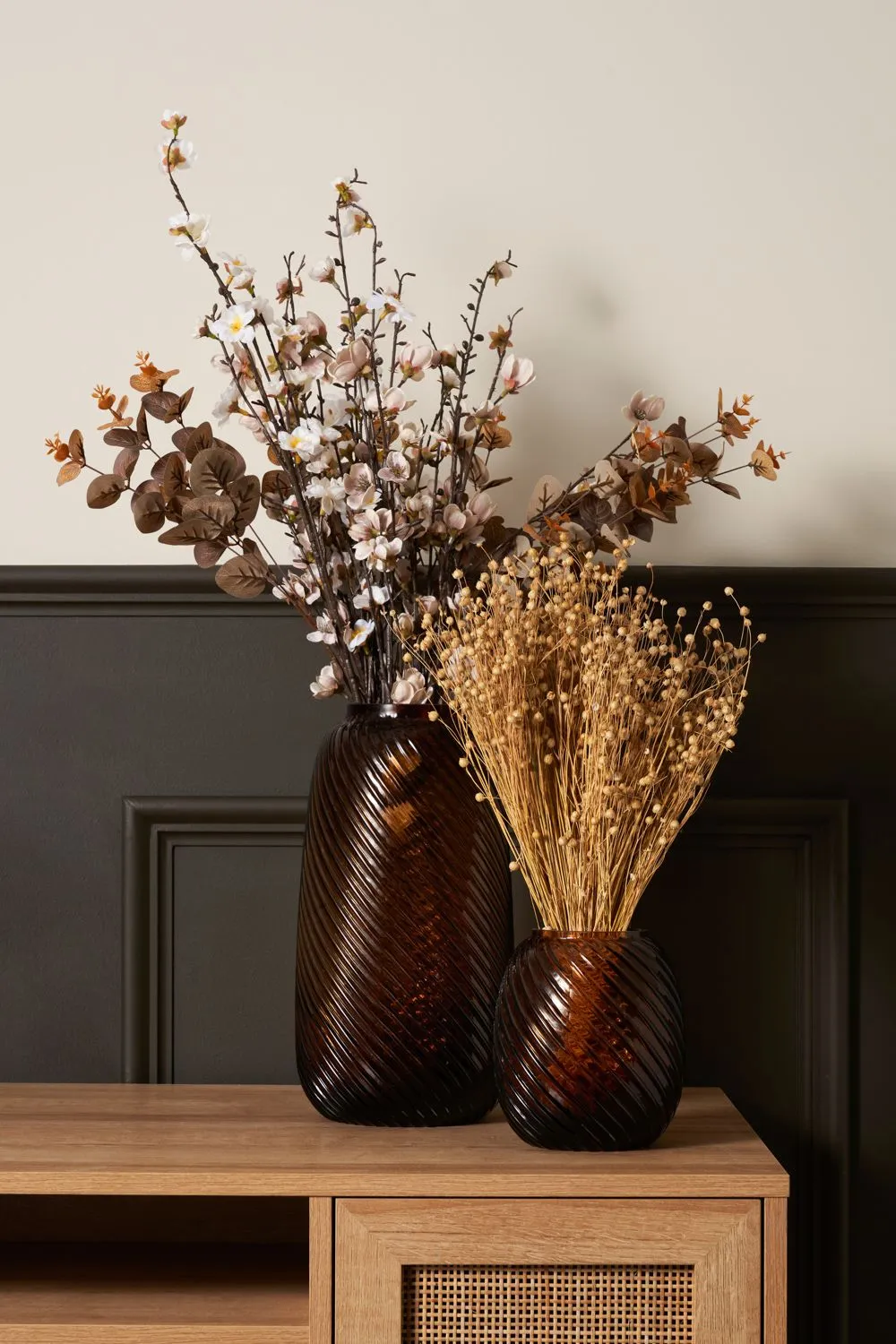 BHS Cognac Spiral Glass Vase in Amber 4