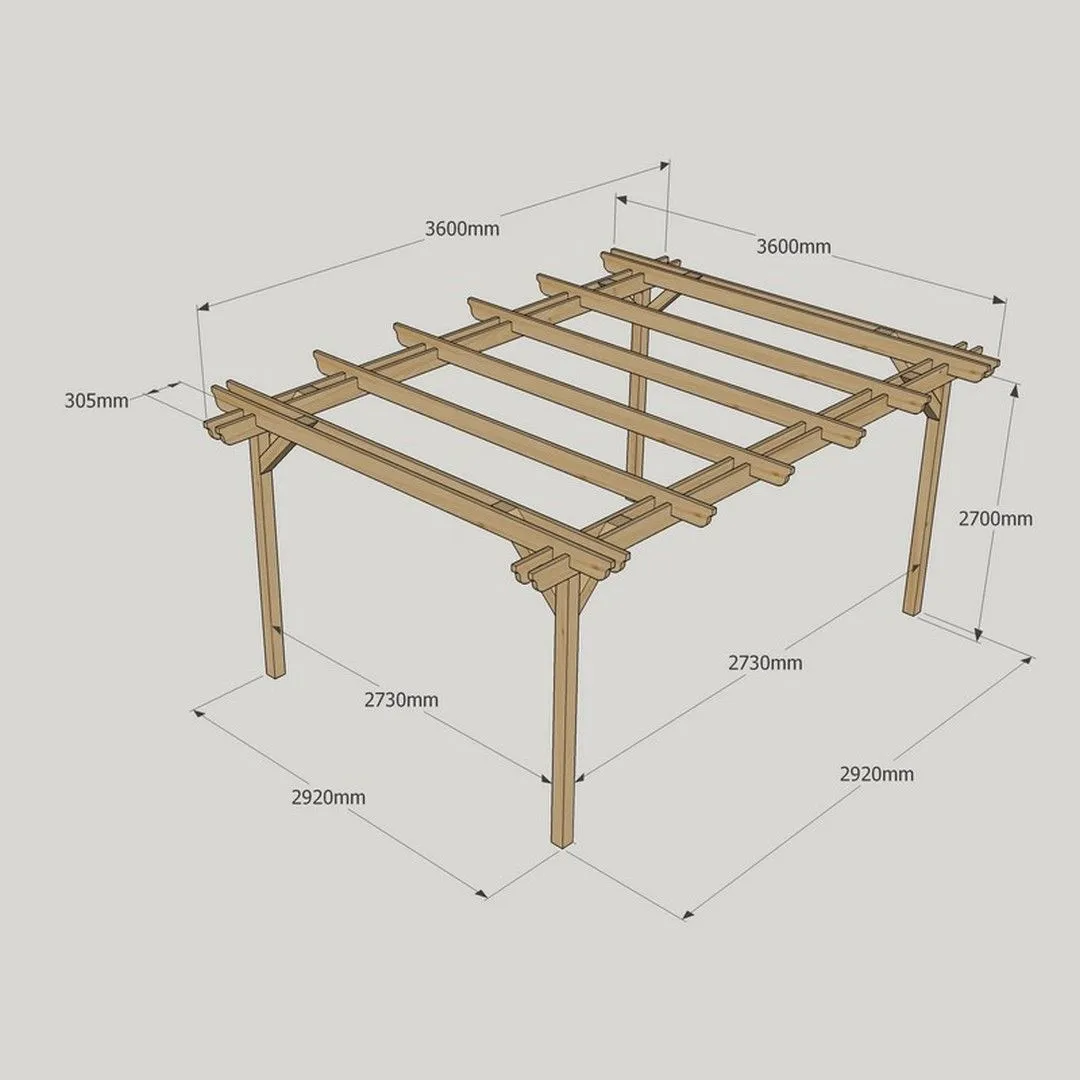 Rutland County Garden Furniture Ltd Double Garden Pergola - Wood - L360 x W360 x H270 cm - Light Green in Brown 5