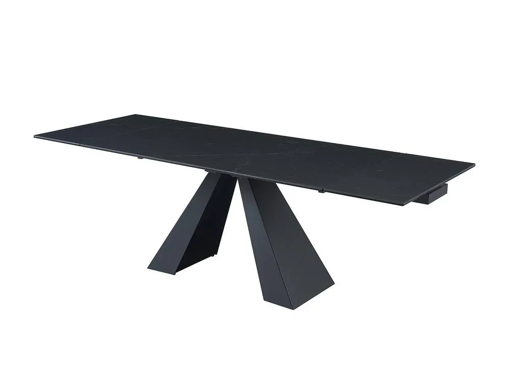 Vente-unique 6 - 10 Seater Extendable Dining Table In Tempered Glass, Ceramic and in Black 4