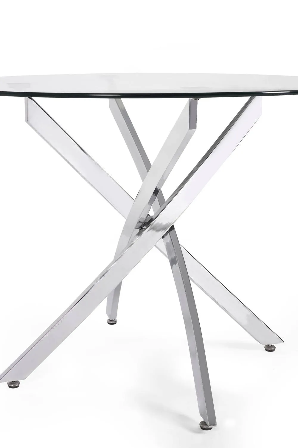 Julian Bowen Anderson Round Glass Top 4 Seater Dining Table in Silver 5