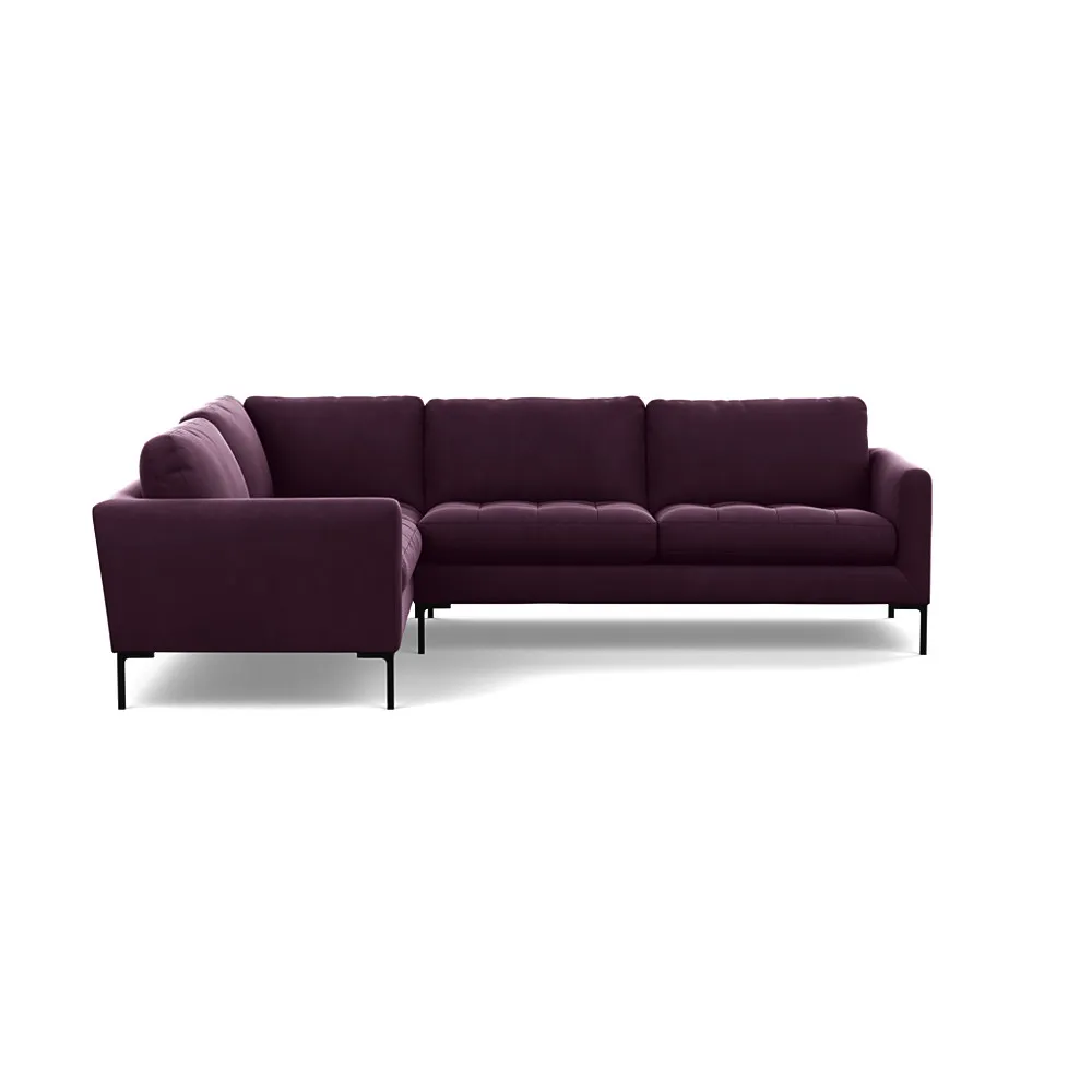 Heal's Eton Left Hand Facing Corner Sofa Velvet Grape Black Feet