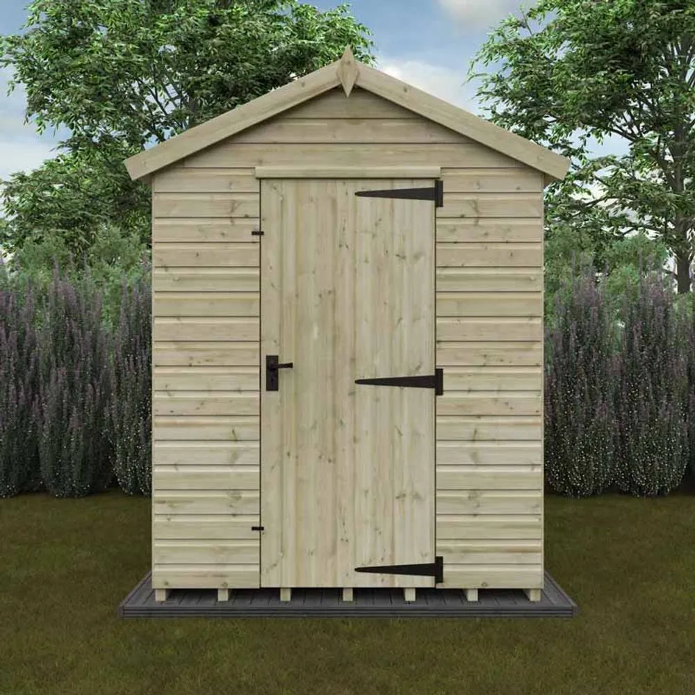 Buttercup Farm 8 x 6 Feet Apex Premier 16mm Shed - Solid Wood/Softwood/Pine in Green 3