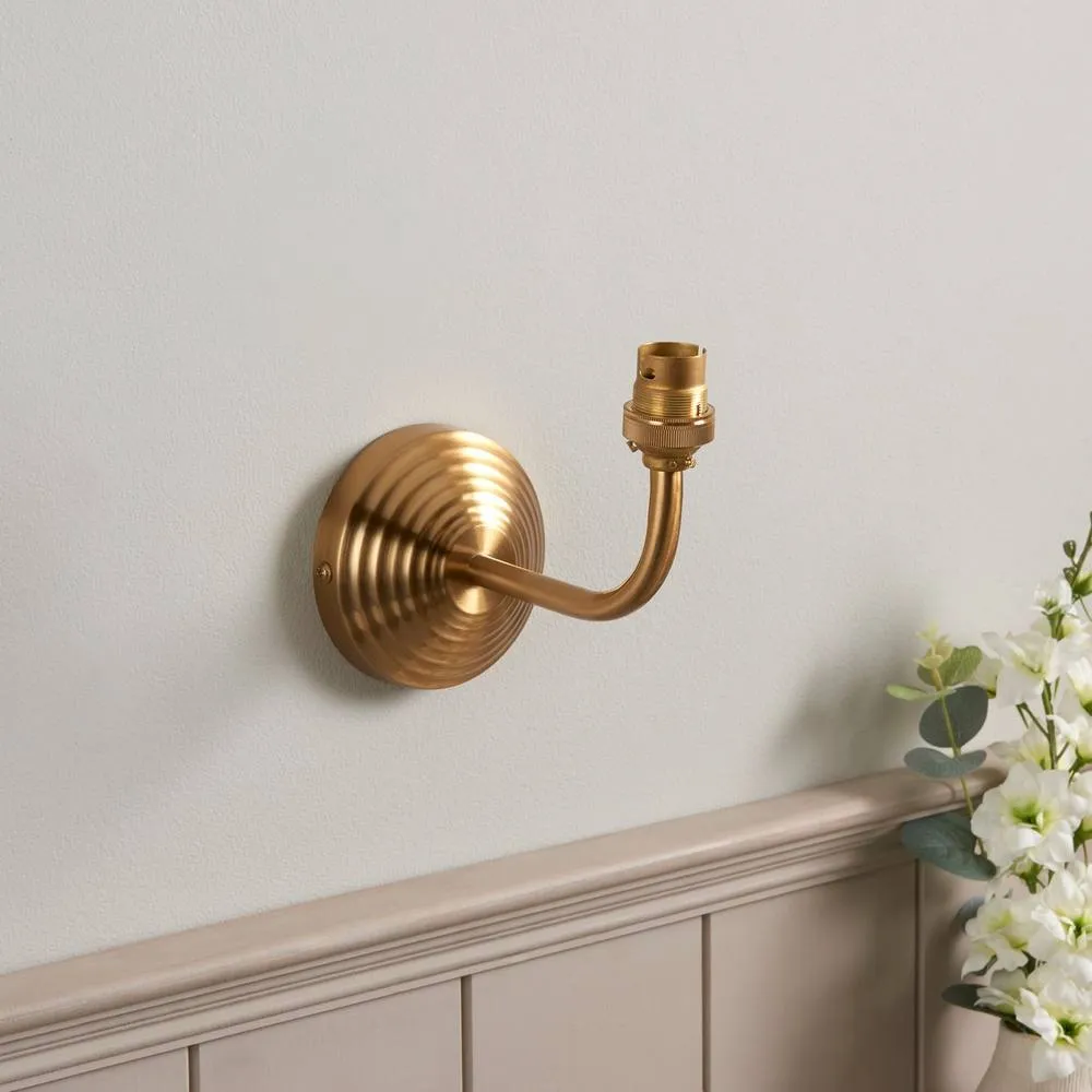 Netlighting Obelisk Arc Wall Light Grey Fabric Ripple Shade 16cm B22 in Gold 4