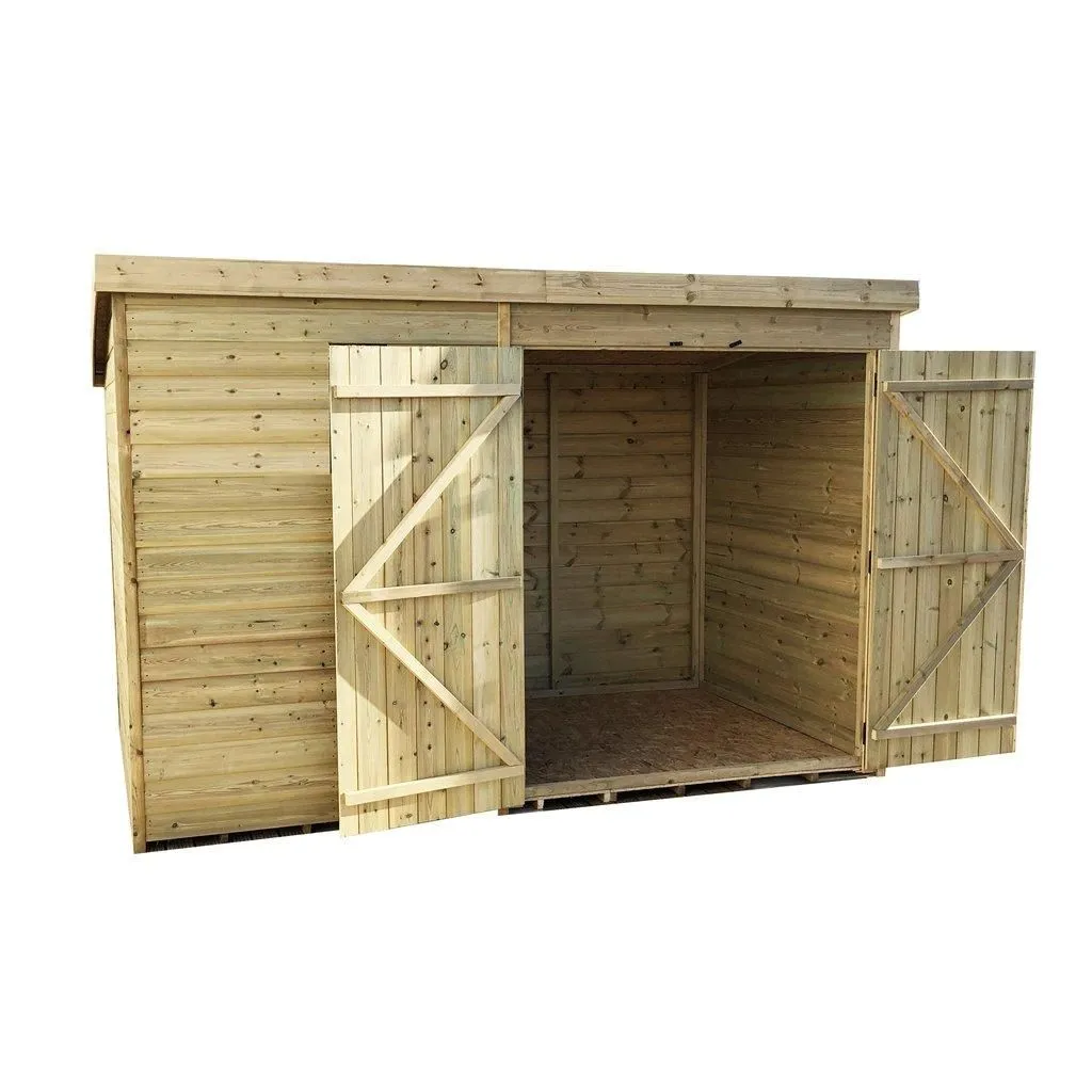 Marlborough 9 x 7 Pressure Treated Pent Garden Shed with Double Doors in Natural 6