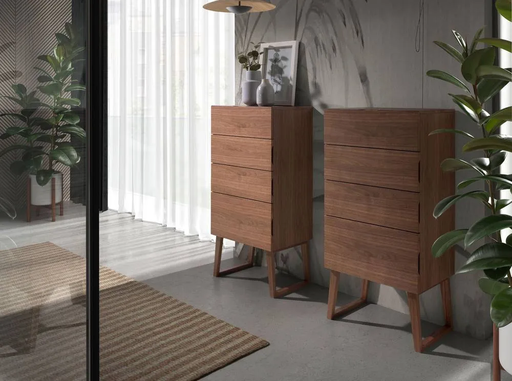 Angel Cerda Walnut 4-Drawer Chiffonier 59x45x120 cm in Brown 6