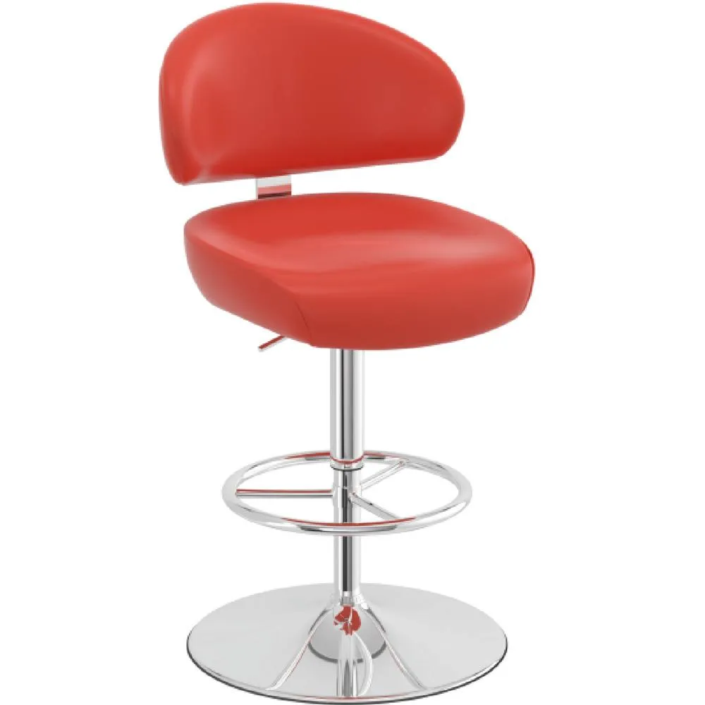 netfurniture Monarch Bar Stool Padded Faux Leather Adjustable Swivel Seat Red 3