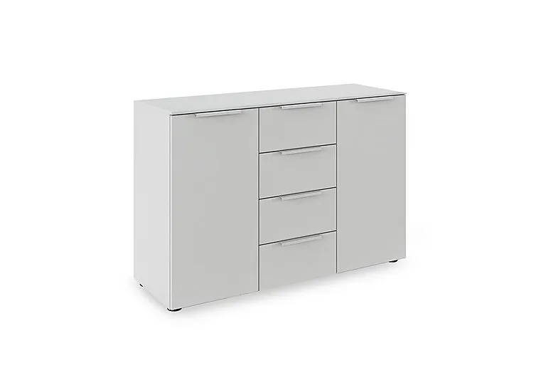 Haven 4 Drawer 2 Door Décor Chest - Silk Grey/Silk Grey Front